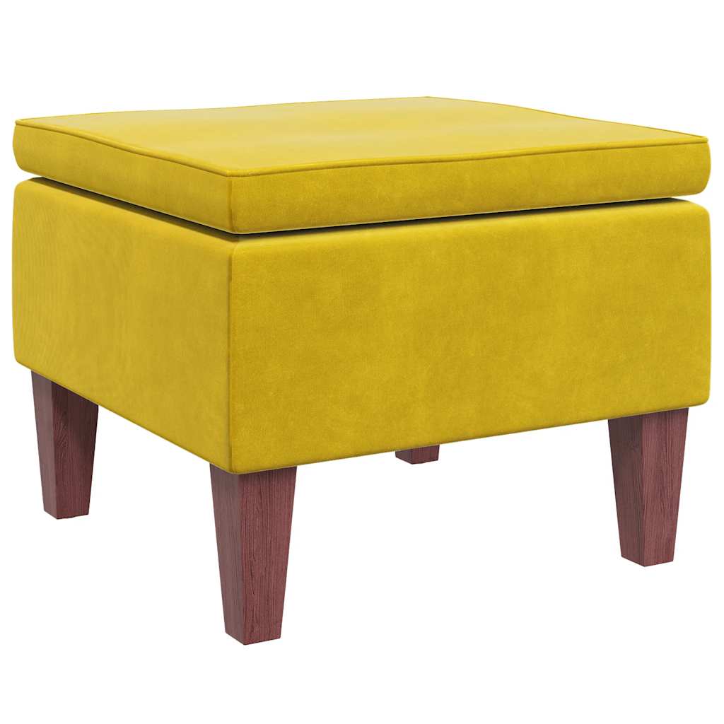 Hocker mit Holzbeinen Dunkelgrau Samt