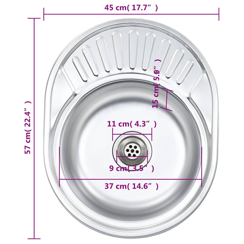 Einbauspüle mit Sieb und Siphon Edelstahl