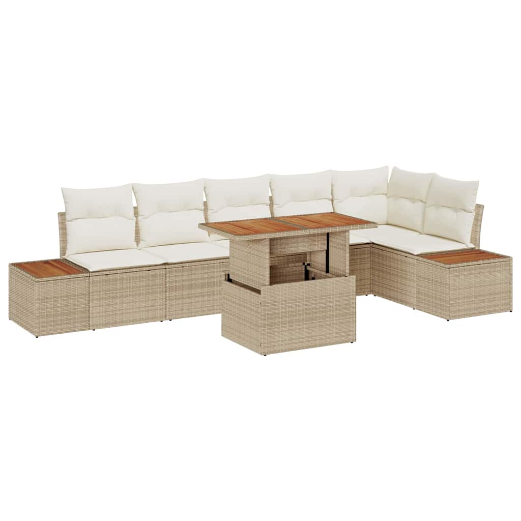 Garten Essgruppe mit Kissen 7 pcs Schwarz und Beige