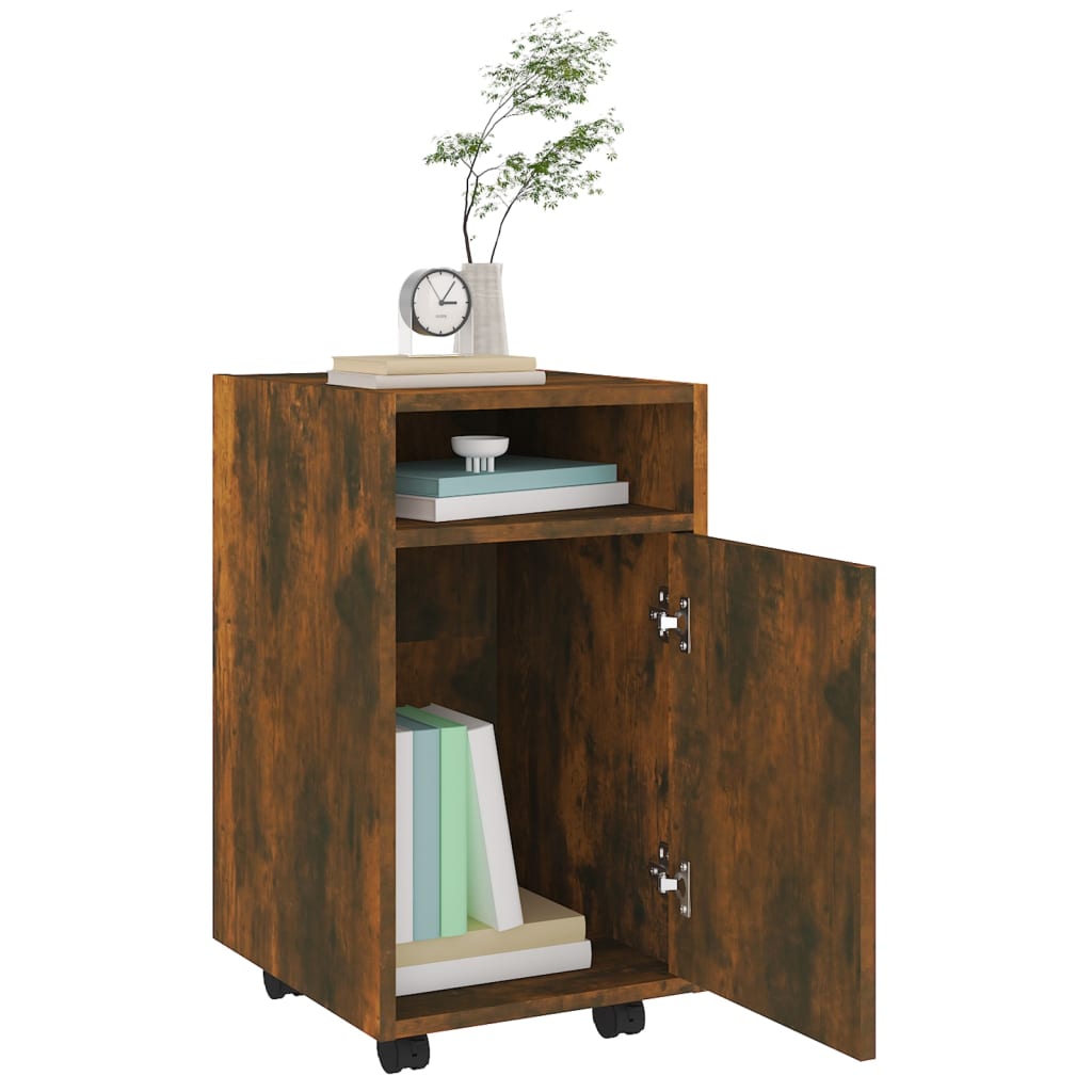 Beistellschrank mit Rollen Weiß 33x38x60 cm Holzwerkstoff