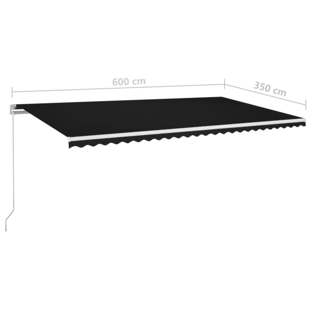 Markise Manuell Einziehbar mit LED 300x250 cm Blau und Weiß