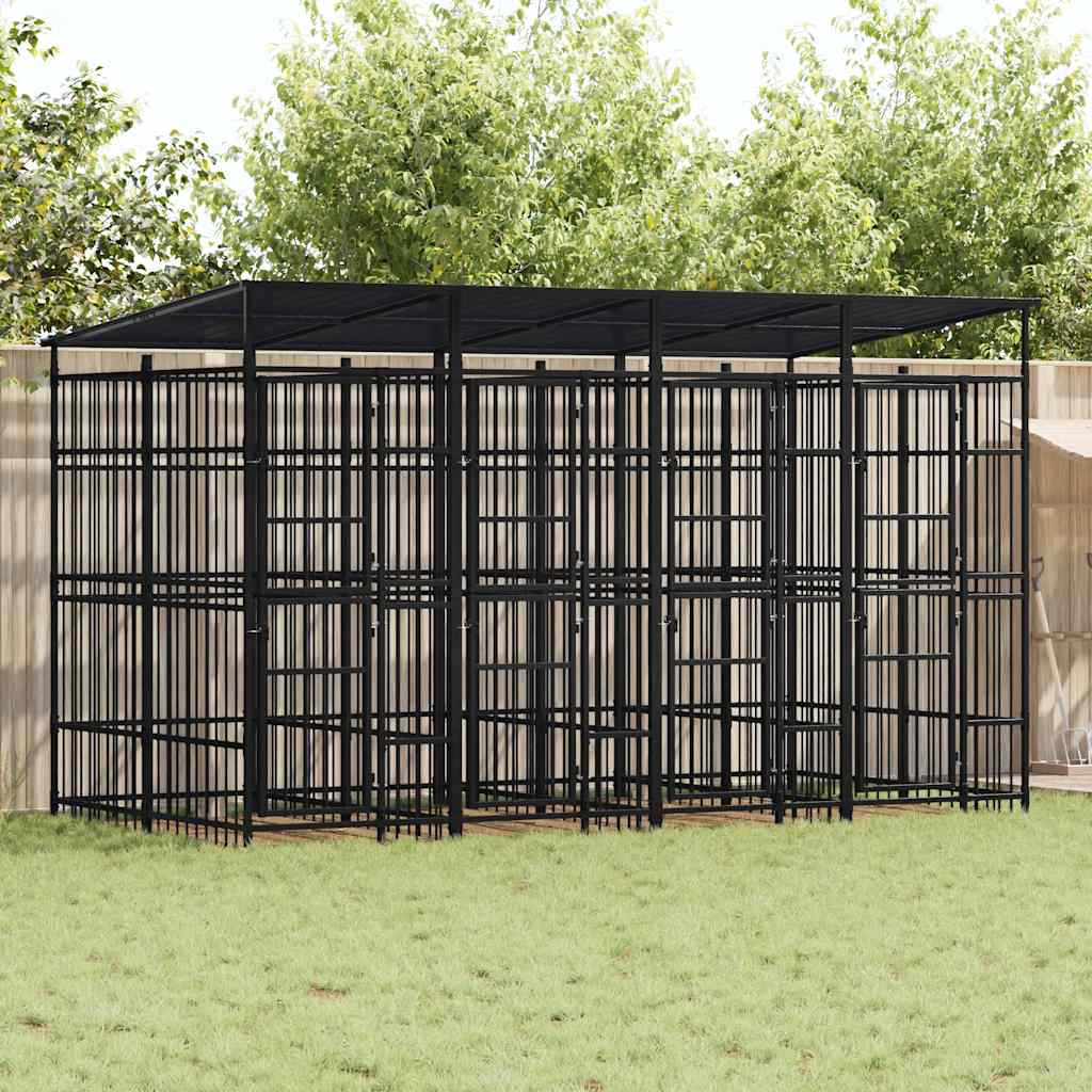 Outdoor-Hundezwinger mit Dach Stahl 1,84 m²
