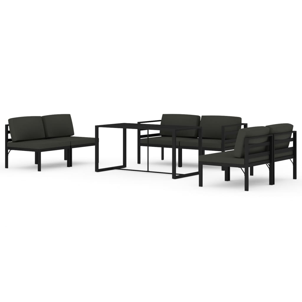 10-tlg. Garten-Lounge-Set mit Kissen Aluminium Anthrazit