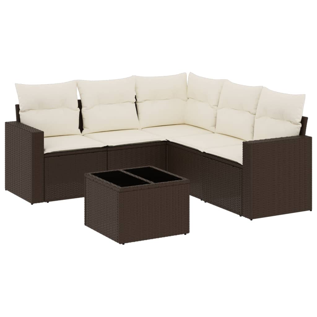 5-tlg. Garten-Sofagarnitur mit Kissen Schwarz Poly Rattan
