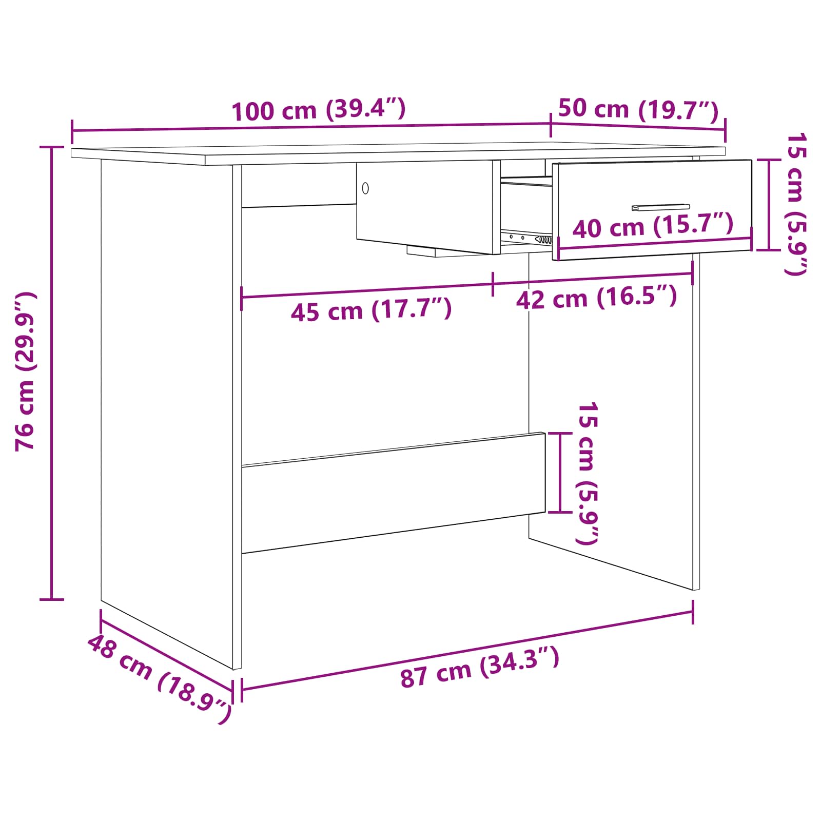 Schreibtisch Weiß 100x50x76 cm Holzwerkstoff