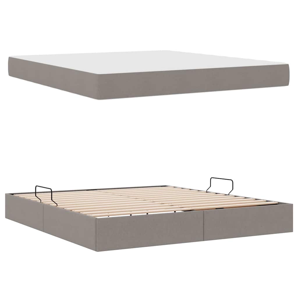 Aufbewahrungsbett mit Matratze Hellgrau 90 x 190 cm Polyester