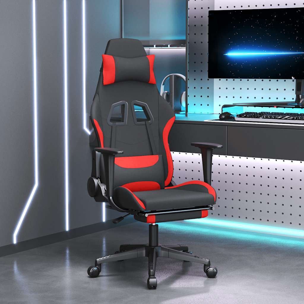 Gaming-Stuhl mit Massagefunktion Schwarz und Creme Stoff