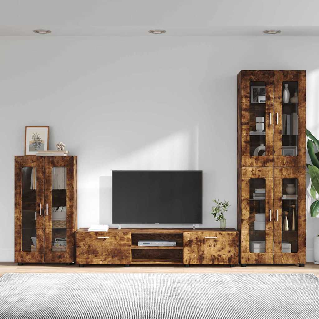 Highboard mit Regal FLORIN Weiß 60 x 35 x 182 cm Holzwerkstoff