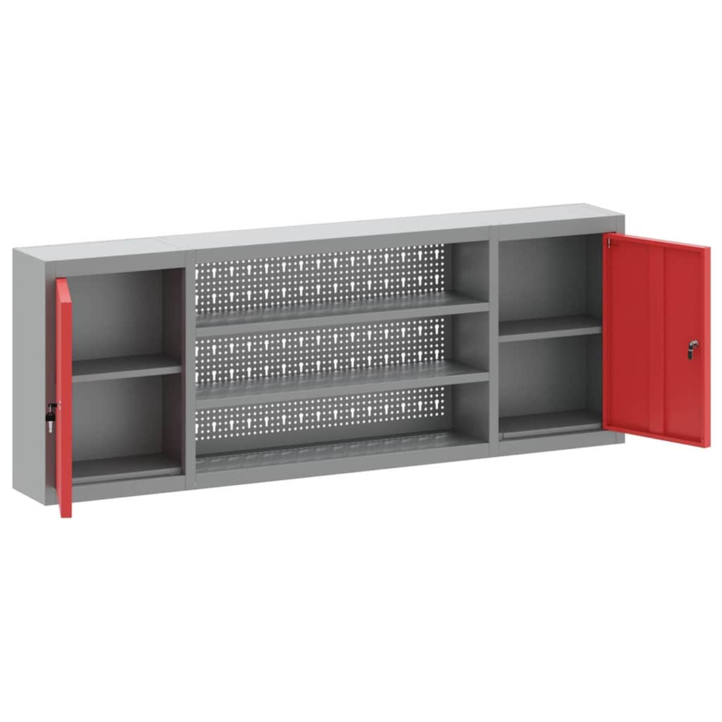 Werkzeugschrank mit Regal Schwarz und Grau 55 x 55 x 55 cm