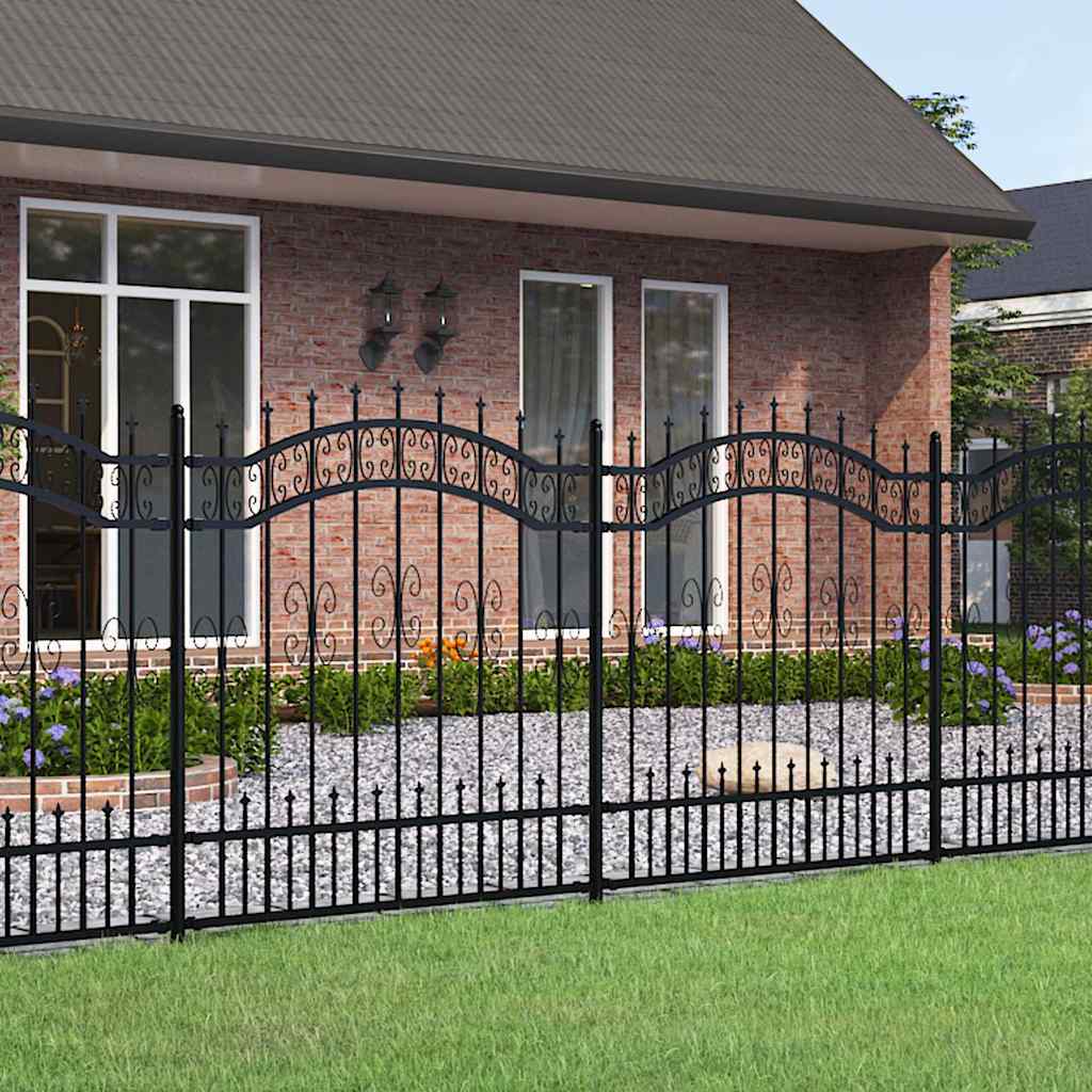 Gartenzaun KAMPEN mit Speerspitze Schwarz 240 x 75 cm Stahl