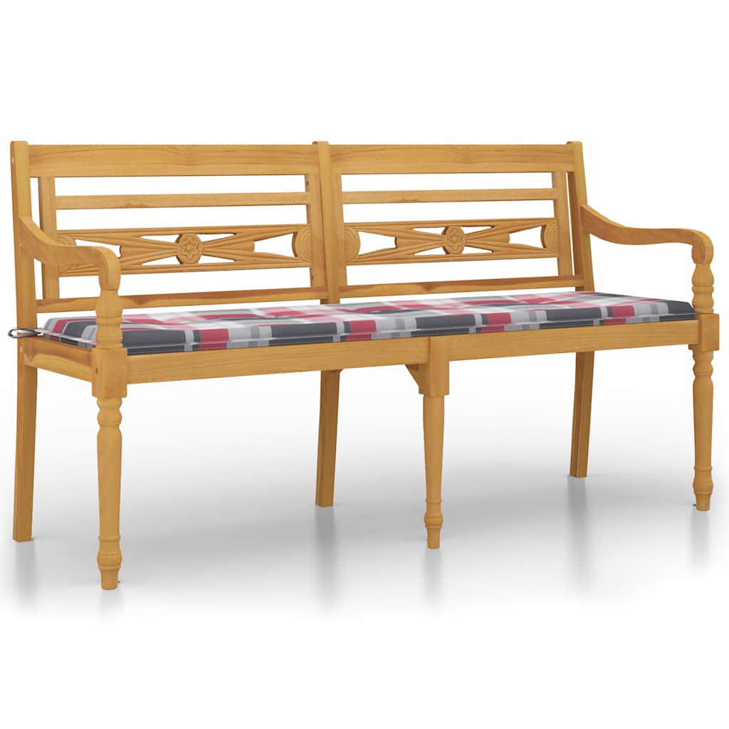 Batavia-Gartenbank mit Anthrazit Kissen 120 cm Teak Massivholz