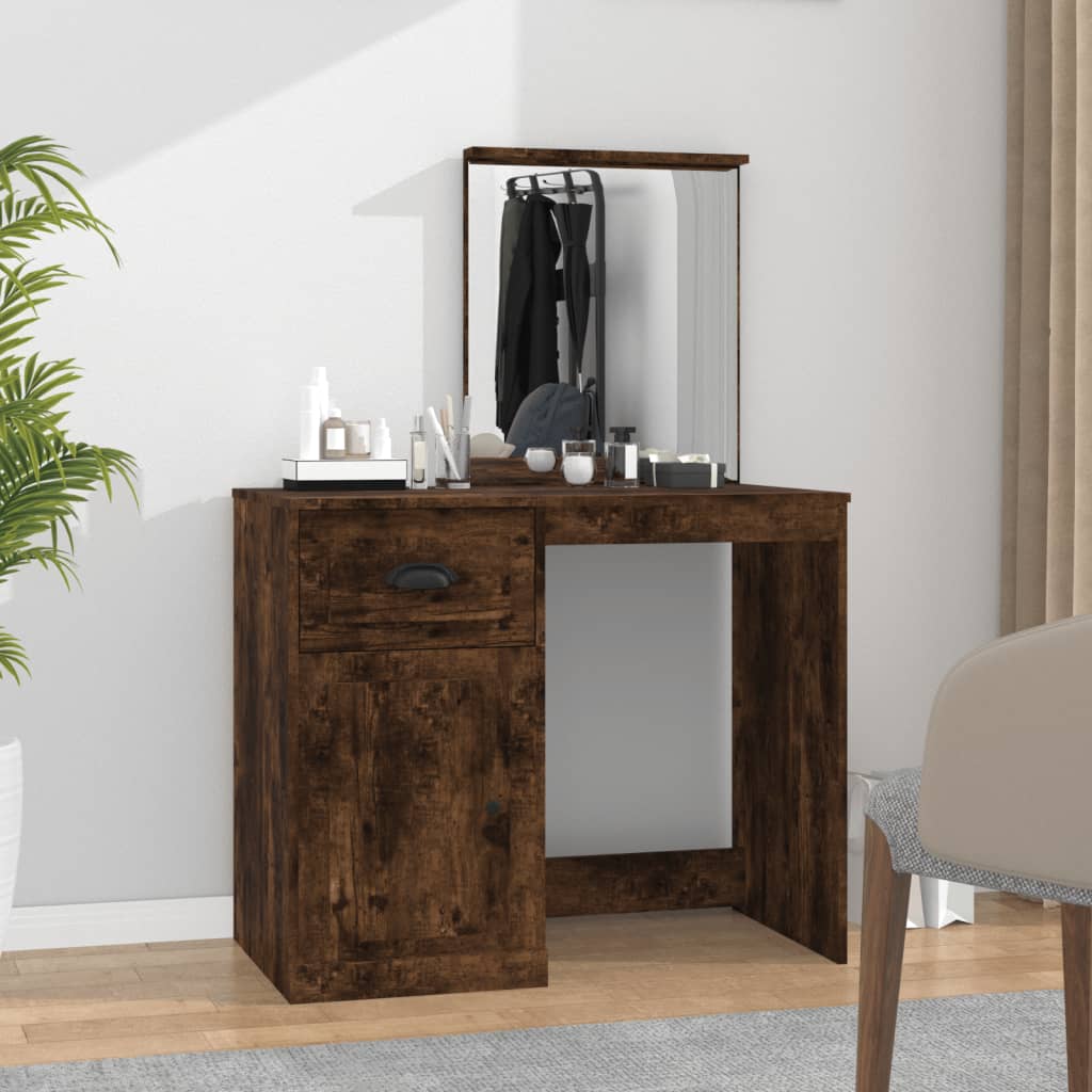 Schminktisch mit Spiegel Weiß 90x50x132,5 cm Holzwerkstoff
