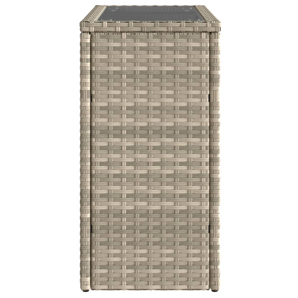 Garten-Beistelltisch mit Glasplatte Schwarz 58x27,5x55cm Rattan