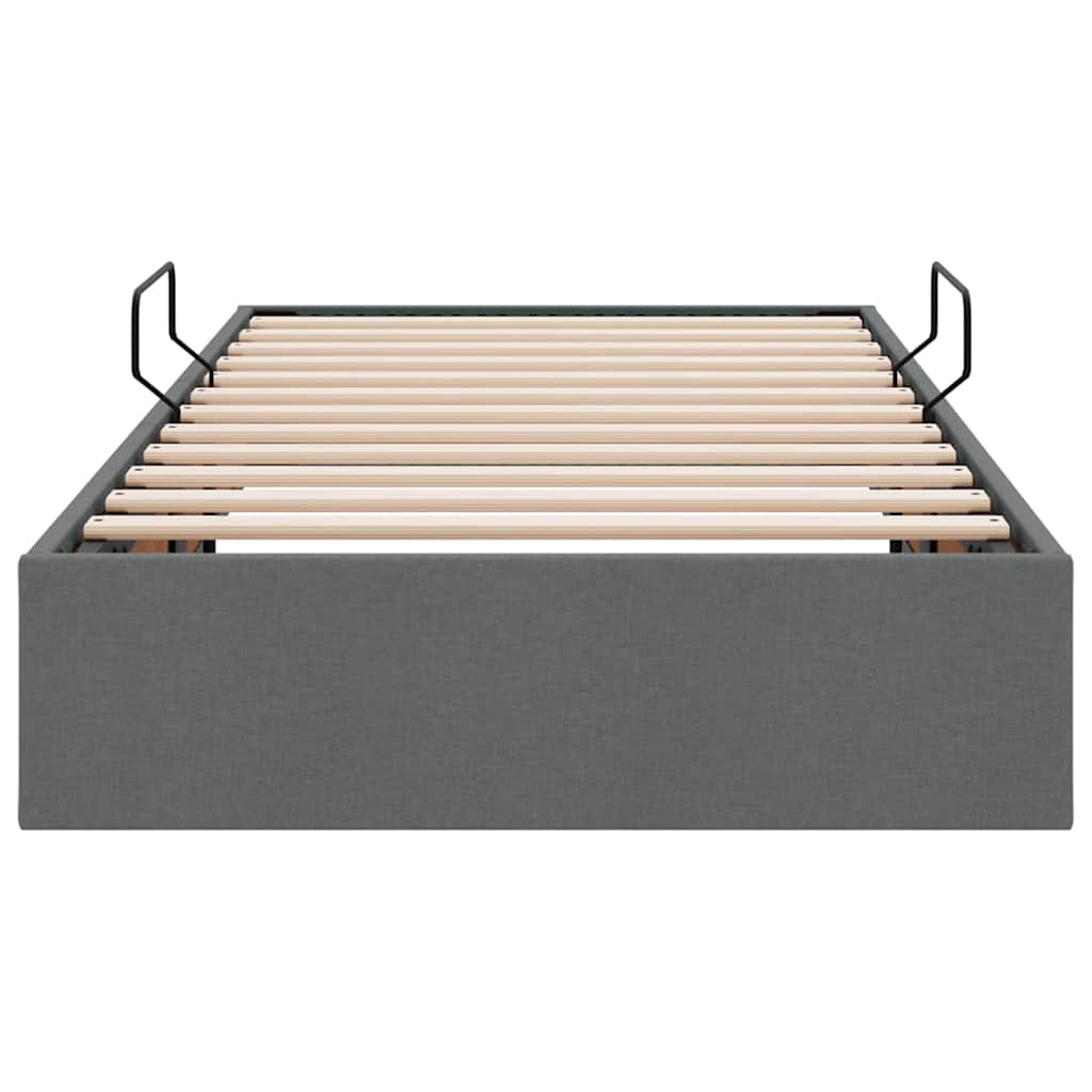 Aufbewahrungsbett mit Kopfteil Hellgrau 90 x 190 cm Stoff