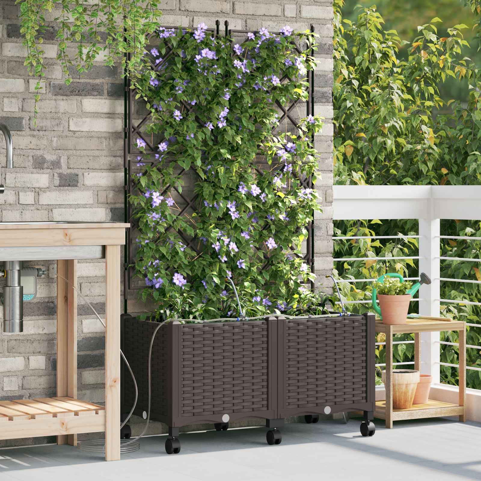 Garten-Pflanzgefäß 4 Stk. Braun 160 x 40 x 22 cm PP