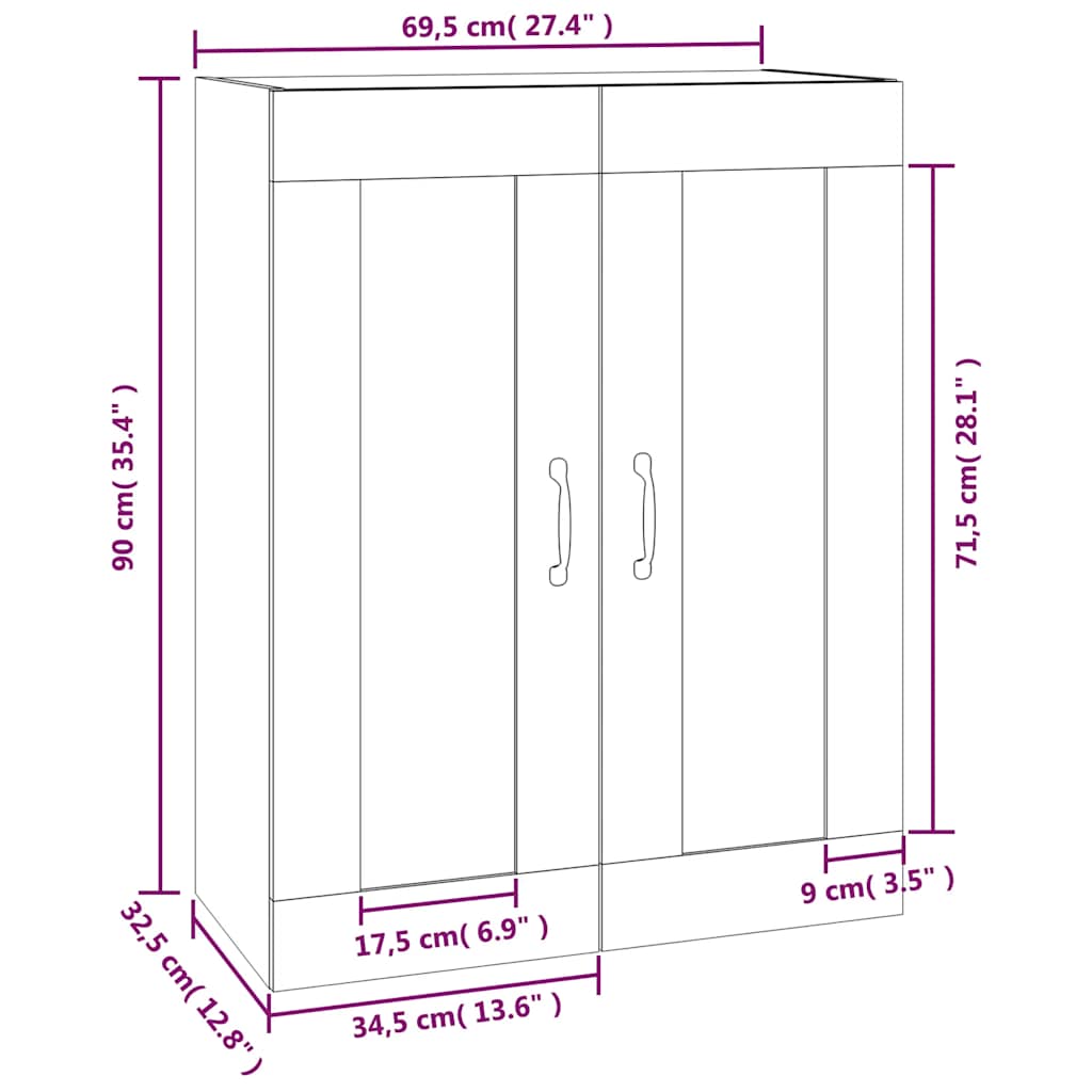 Hängeschrank Weiß 69,5x32,5x90 cm