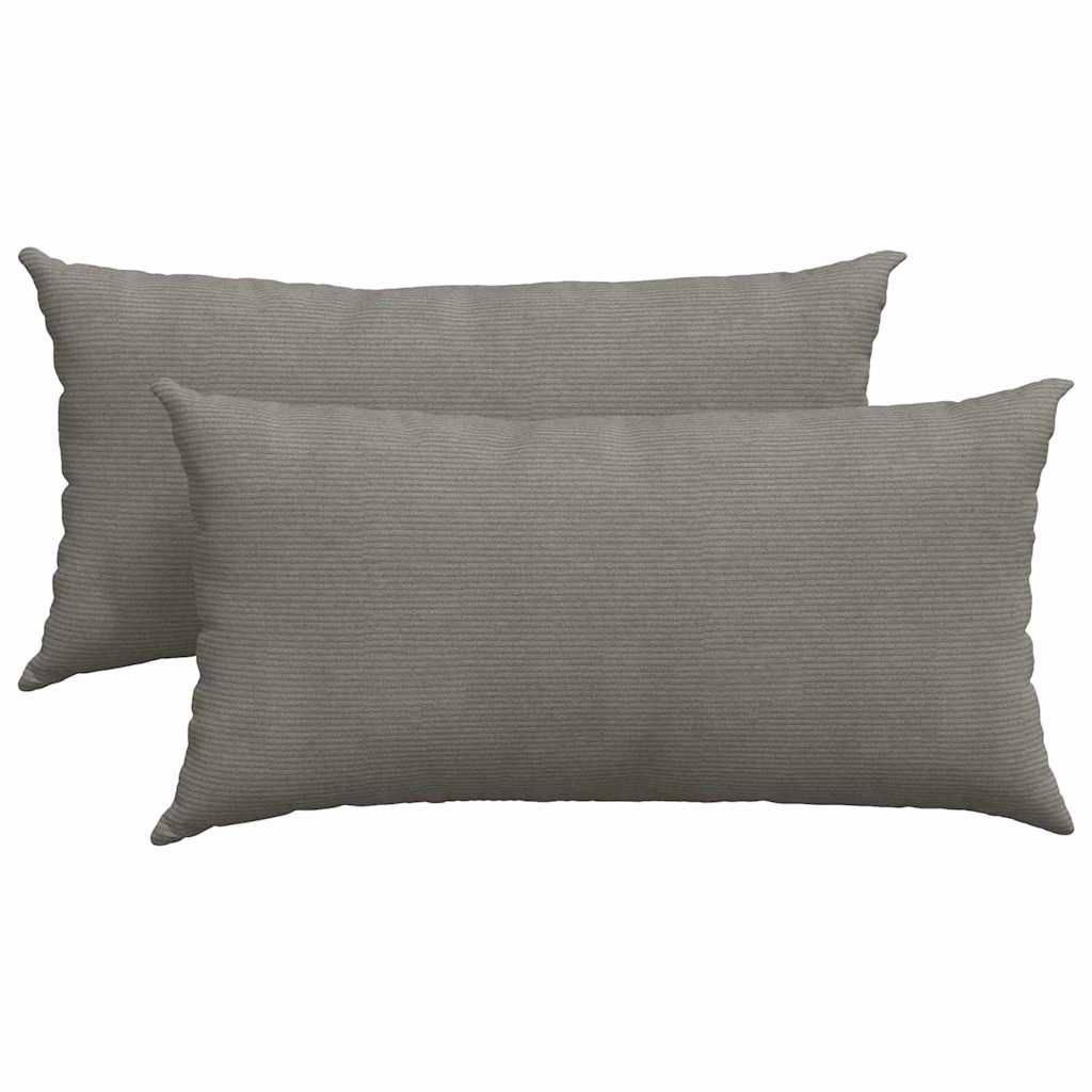 Sofakissen 2 Stück Hellgrau 50 x 30 cm Cordstoff