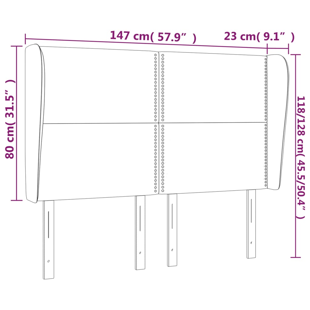 Kopfteil mit Ohren Dunkelgrau 83x23x78/88 cm Stoff
