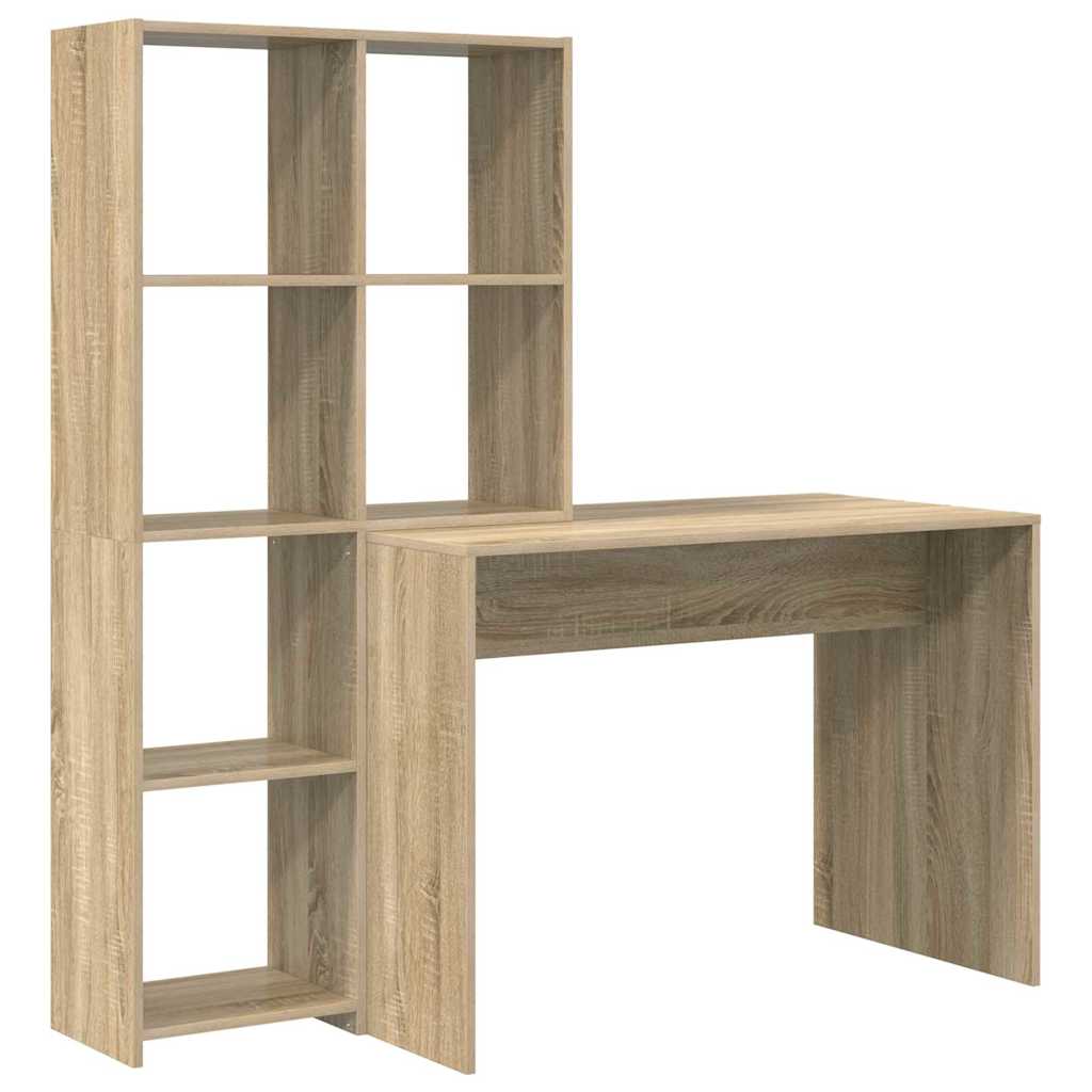 Schreibtisch mit Regal Weiß 138,5 x 55 x 143 cm Holzwerkstoff