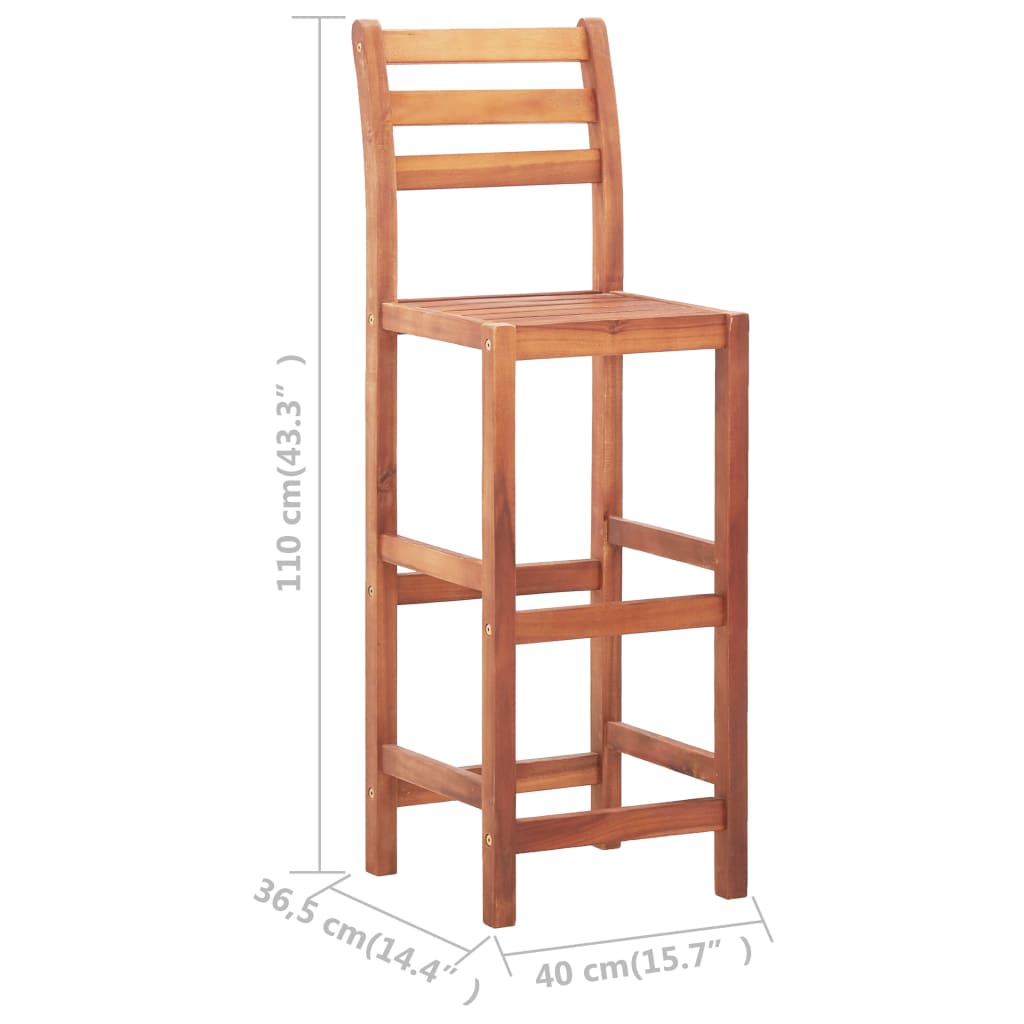 Barhocker 4 Stk. Grau Massivholz Akazie