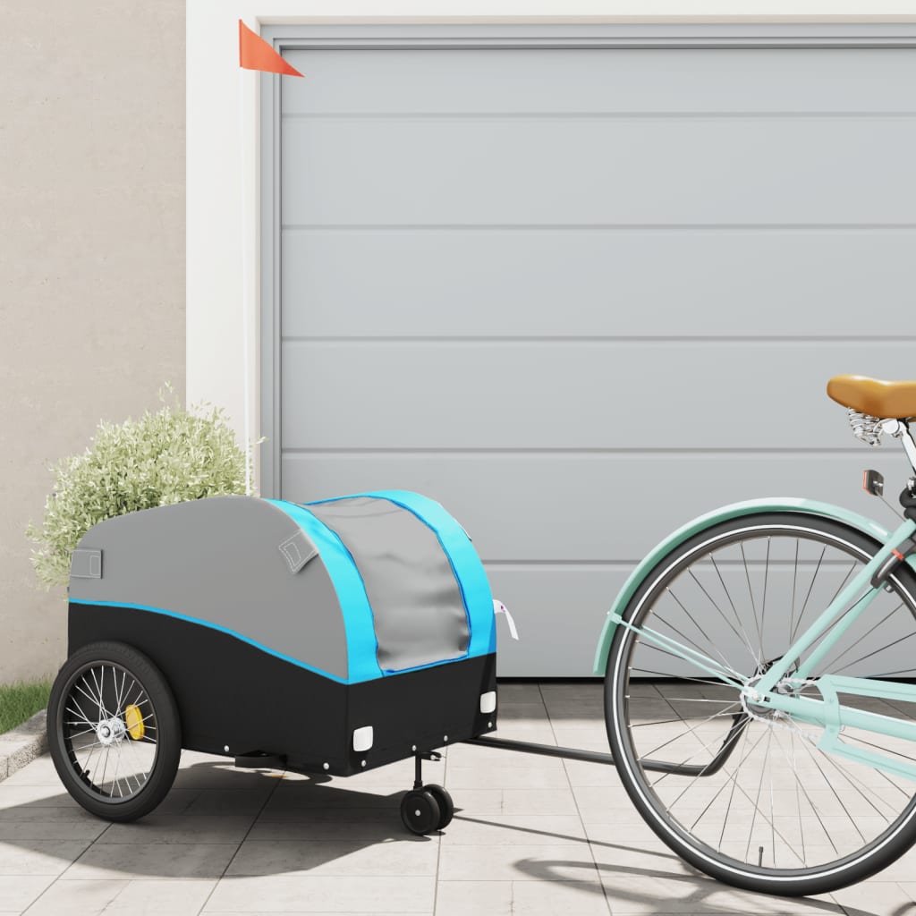 Fahrradanhänger Schwarz und Orange 30 kg Eisen