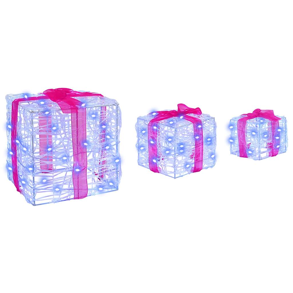 Geschenkbox mit 60 LEDs 3 pcs Warmweiß 20 x 20 x 20 cm Acryl