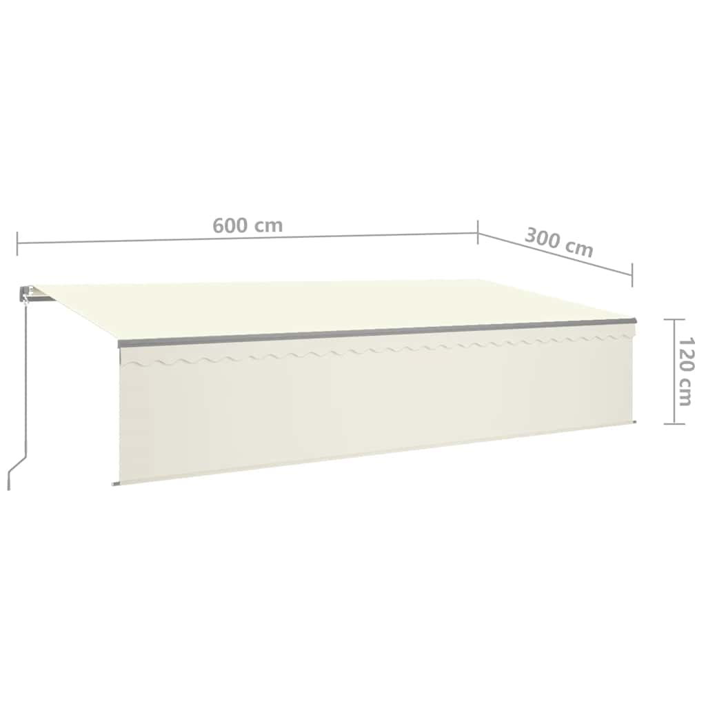 Markise Manuell Einziehbar mit Rollo 3x2,5 m Creme