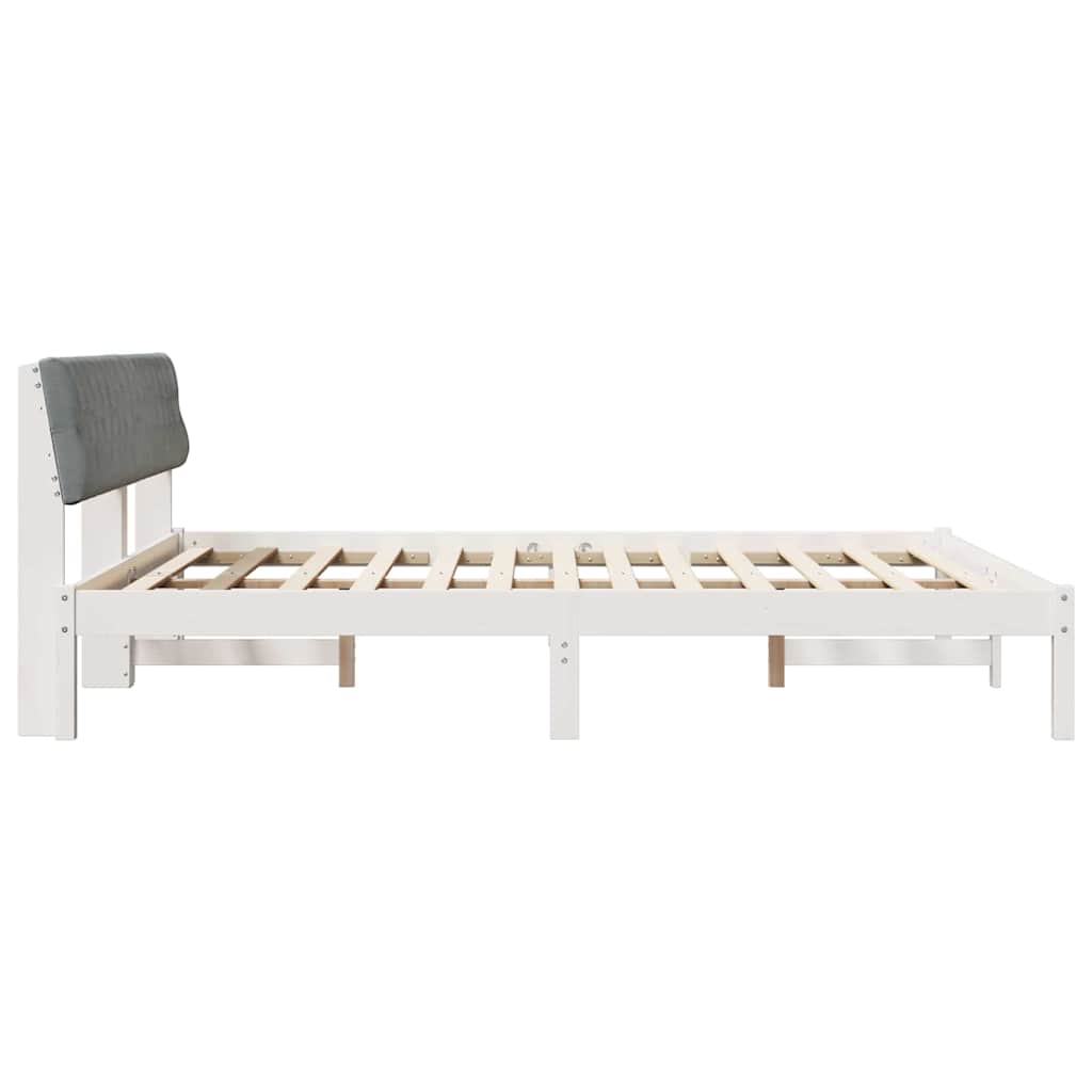 Bettgestell Braun und hellgrau 200 x 200 cm Massivholz Kiefer