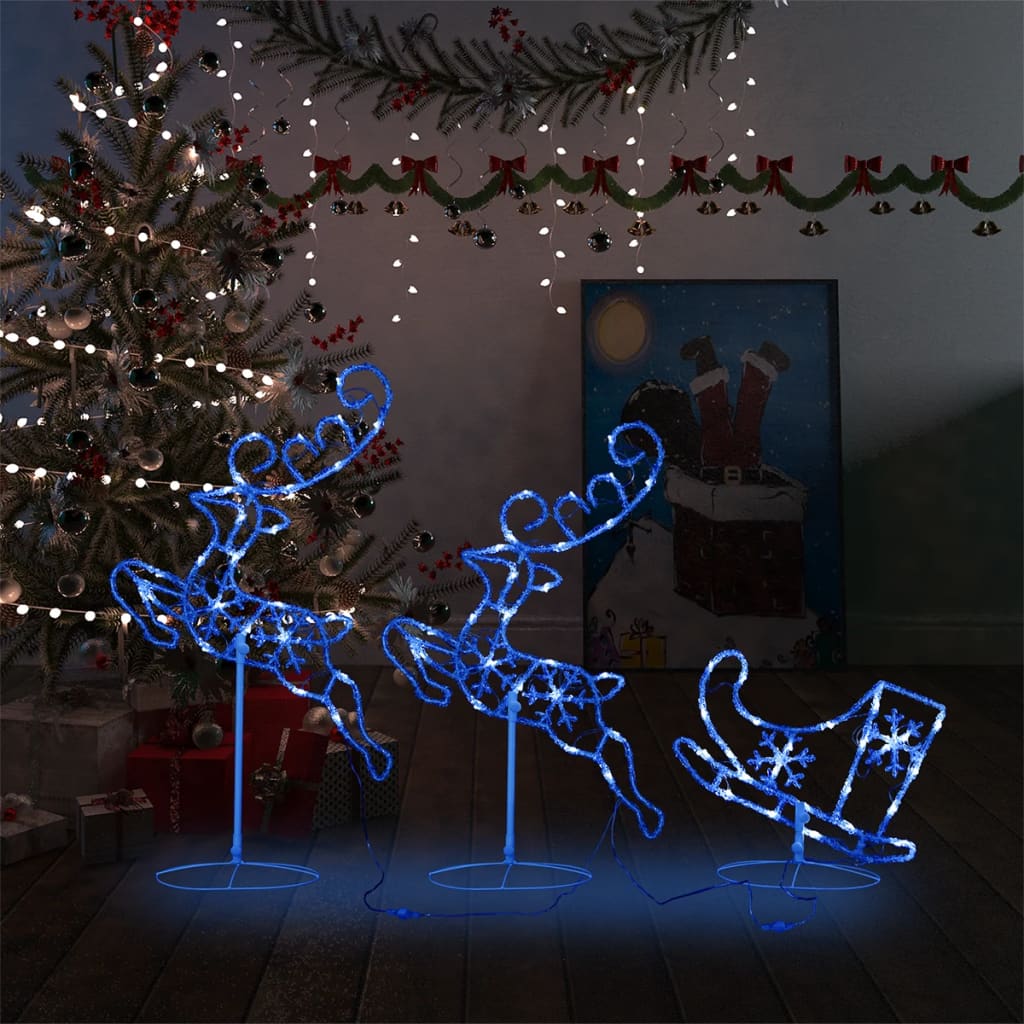 Weihnachtsdeko LED Rentiere & Schlitten Acryl 260x21x87 cm