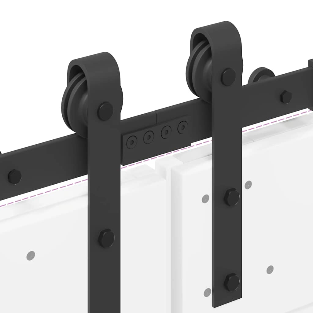 Schiebetürbeschlag-Set 366 cm Stahl Schwarz