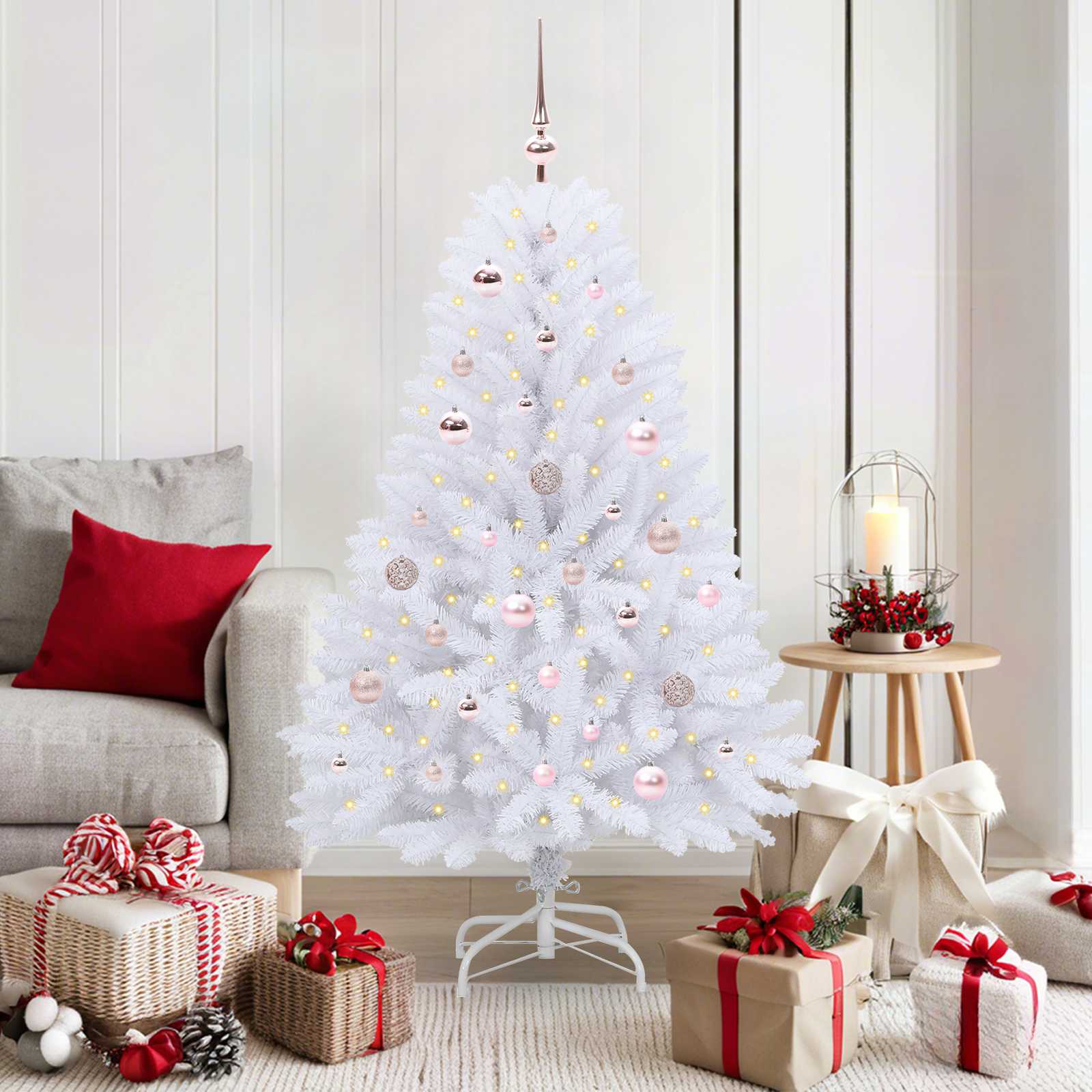 Künstlicher klappbarer Weihnachtsbaum Weiß 120 cm PVC und Stahl