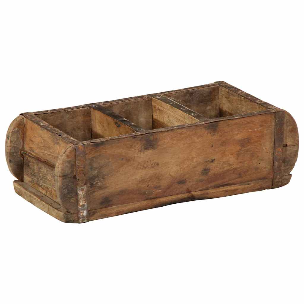 Tablett Braun 30 x 15 x 9 cm Massives upgecyceltes Holz