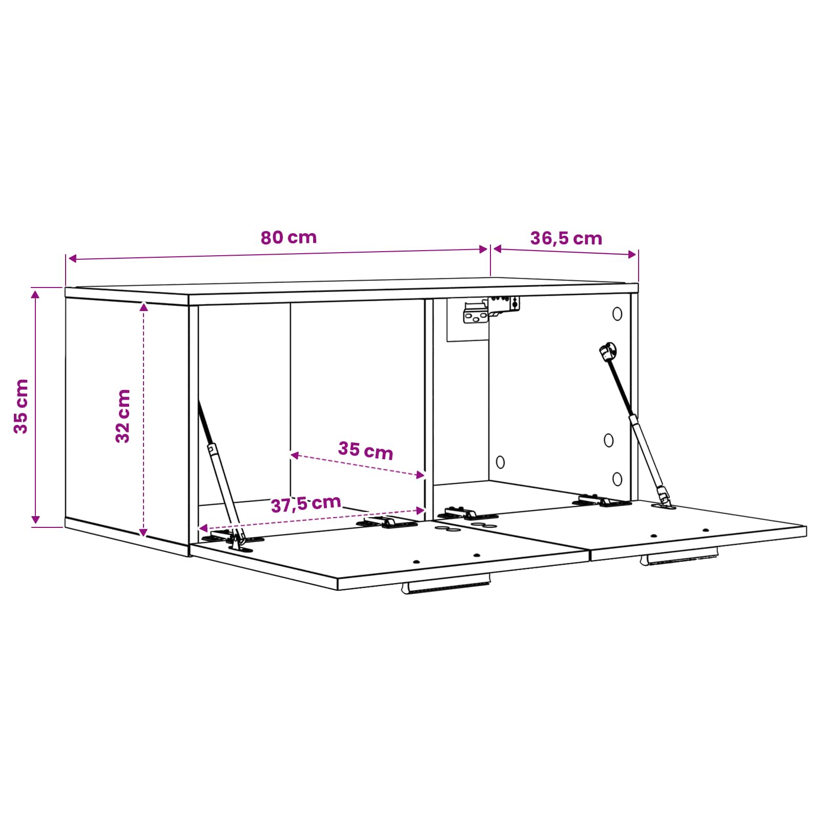Wandschrank Weiß 80x35x36,5 cm Holzwerkstoff