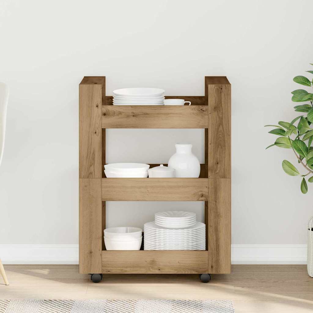Küchenwagen Weiß 60x45x80 cm Holzwerkstoff