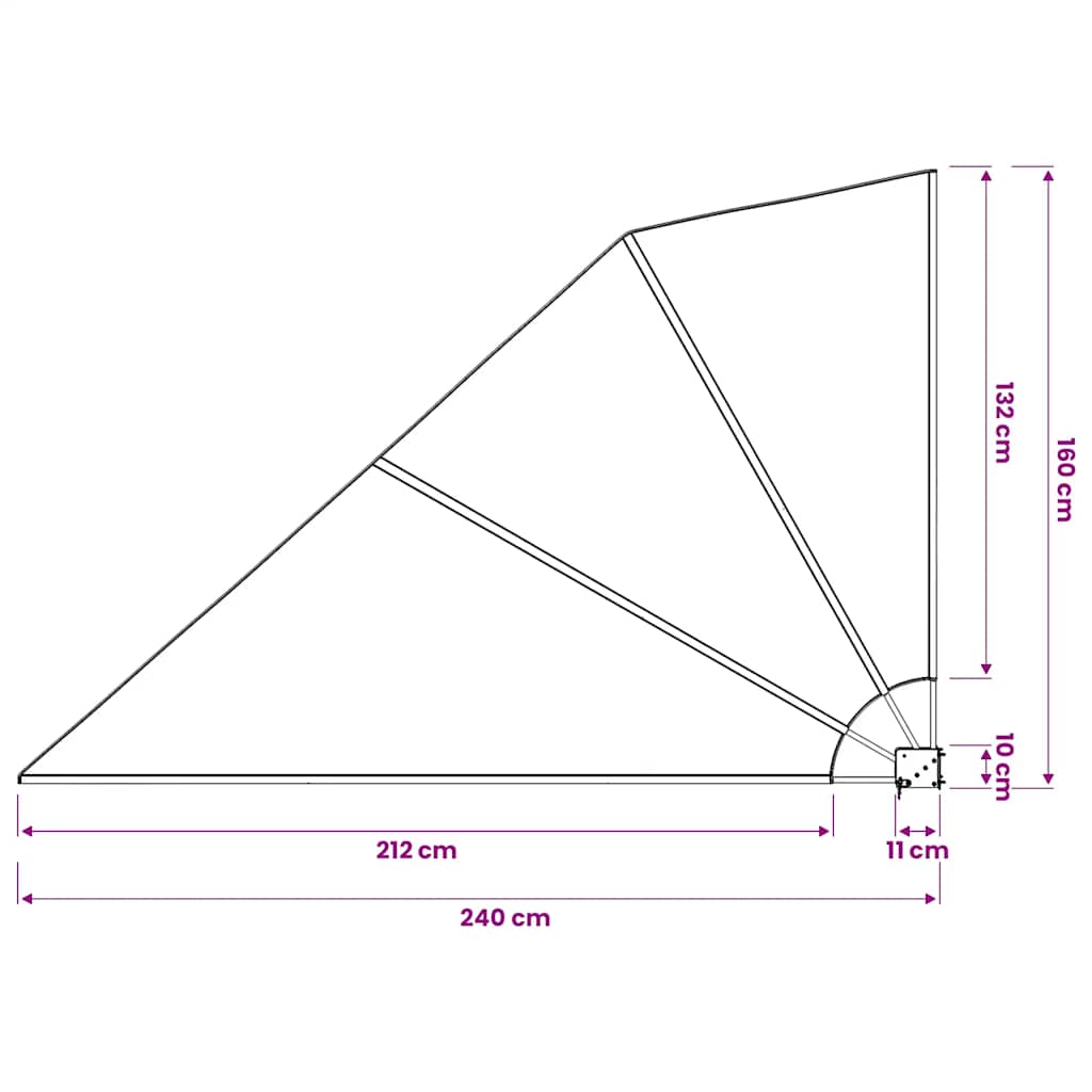 Faltbarer Balkonfächer Grau 210×210 cm