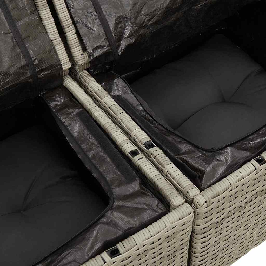 Garten Essgruppe mit Kissen 6 pcs Schwarz und Creme