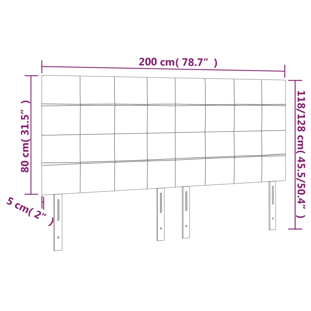 Kopfteil Hellgrau 80x5x118/128 cm Samt