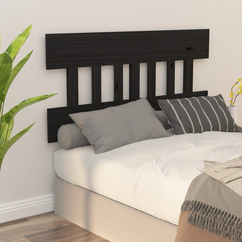 Bett-Kopfteil Schwarz 78,5x3x81 cm Massivholz Kiefer