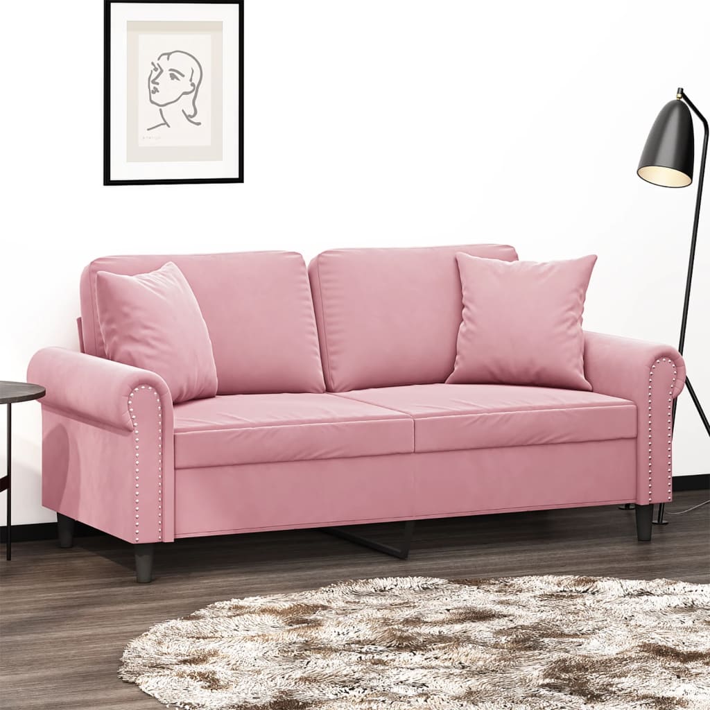 2-Sitzer-Sofa mit Zierkissen Dunkelgrün 120 cm Samt
