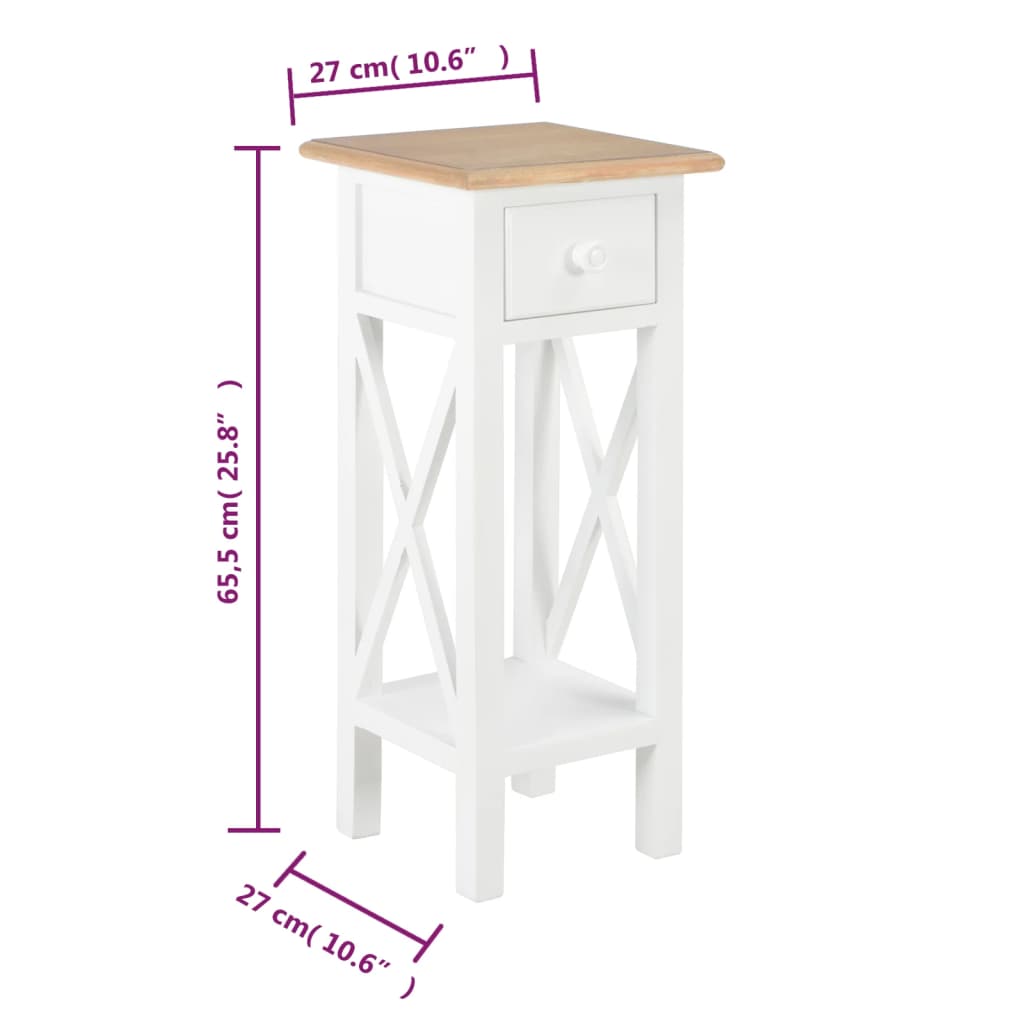 Beistelltisch mit Schublade Weiß