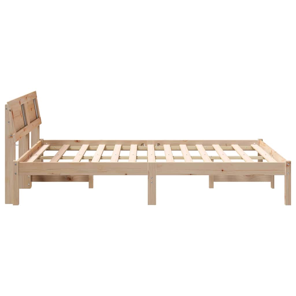 Bettgestell mit Kopfteil Braun 200 x 200 cm Massivholz Kiefer