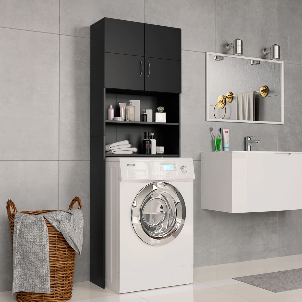 Waschmaschinenschrank Weiß 64x25,5x190 cm Holzwerkstoff