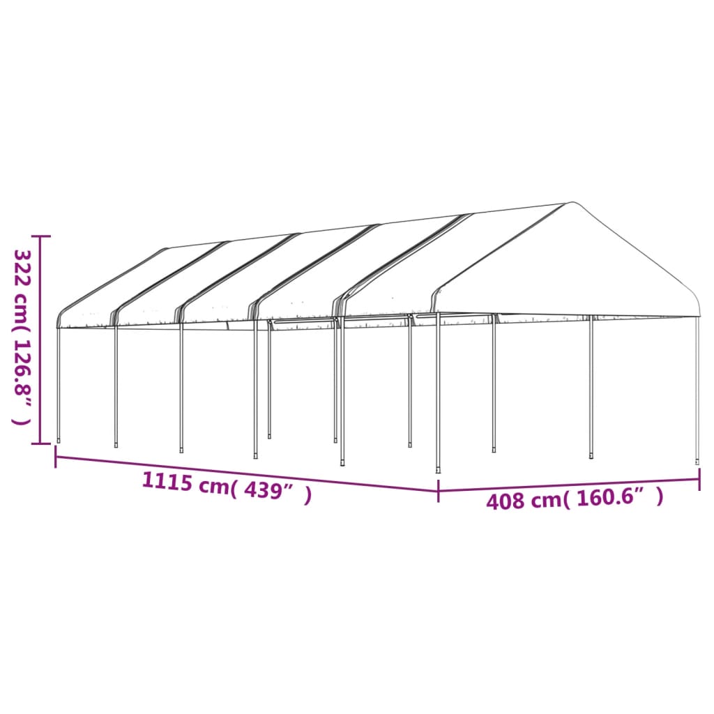Pavillon mit Dach Weiß 4,46x4,08x3,22 m Polyethylen