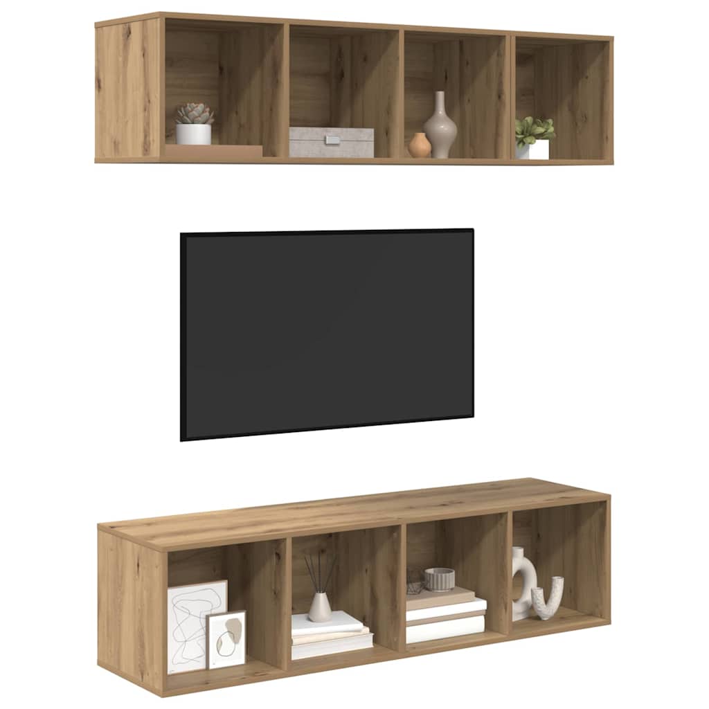 3-tlg. TV-Schrank-Set Grau Holzwerkstoff