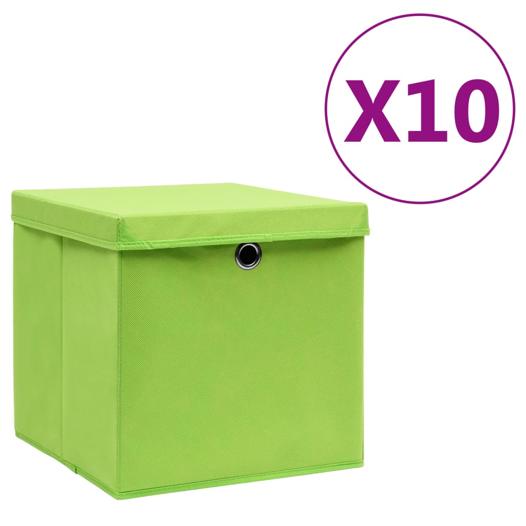 Aufbewahrungsboxen mit Deckeln 10 Stk. 28x28x28 cm Schwarz