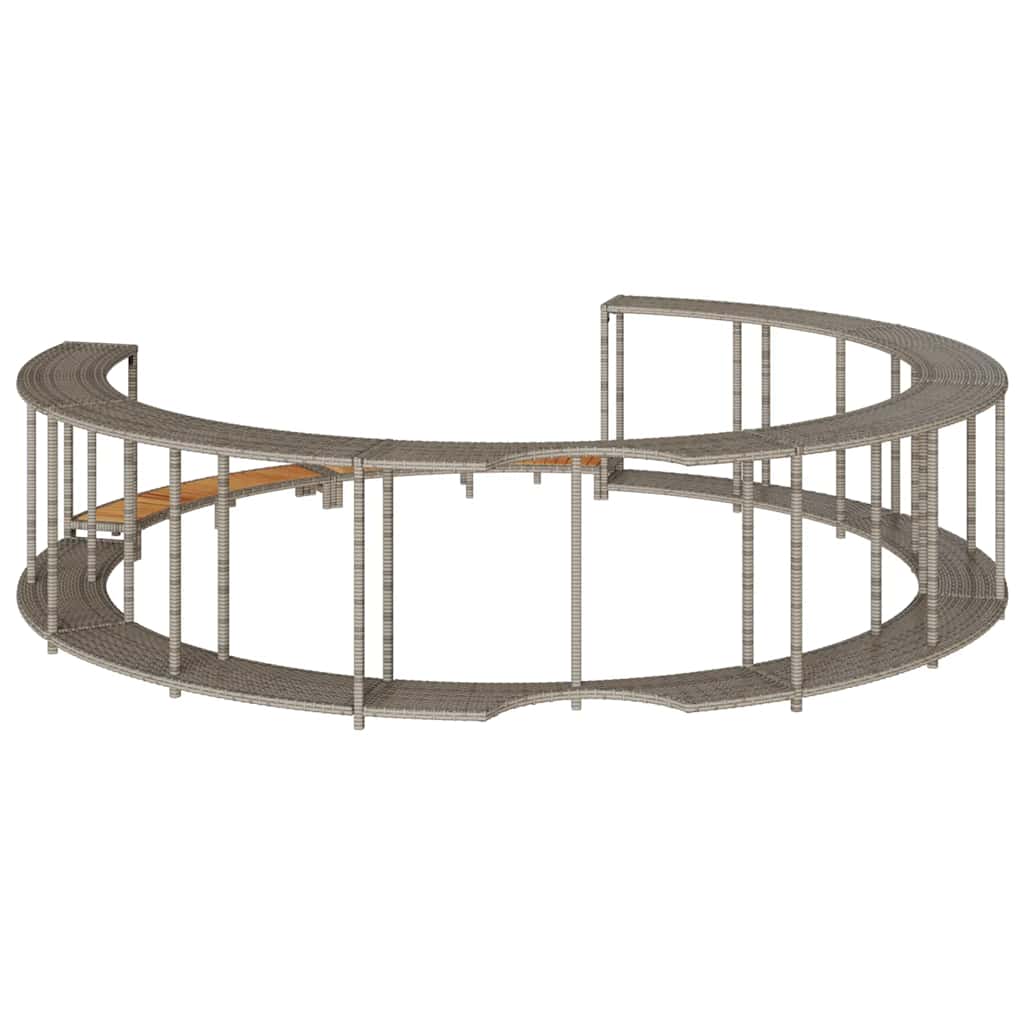 Whirlpool-Umrandung mit Stauraum Holztreppe Schwarz Poly Rattan