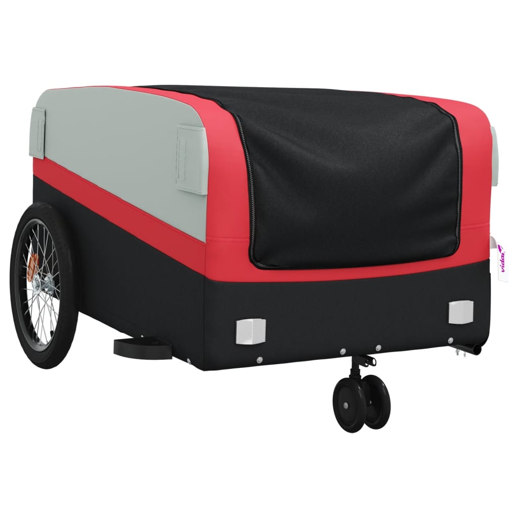Fahrradanhänger Schwarz und Rot 30 kg Eisen