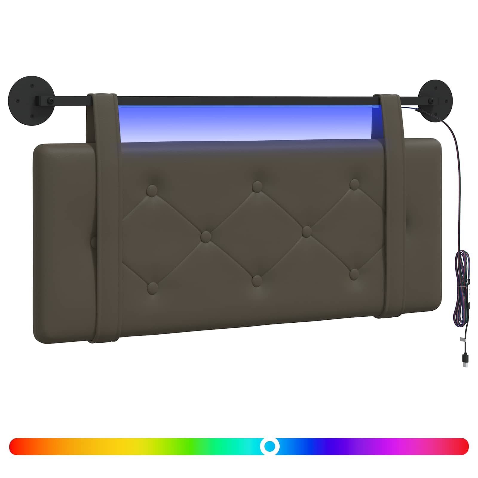 Hängendes Kopfteil Mit LED Licht Creme Kunstleder