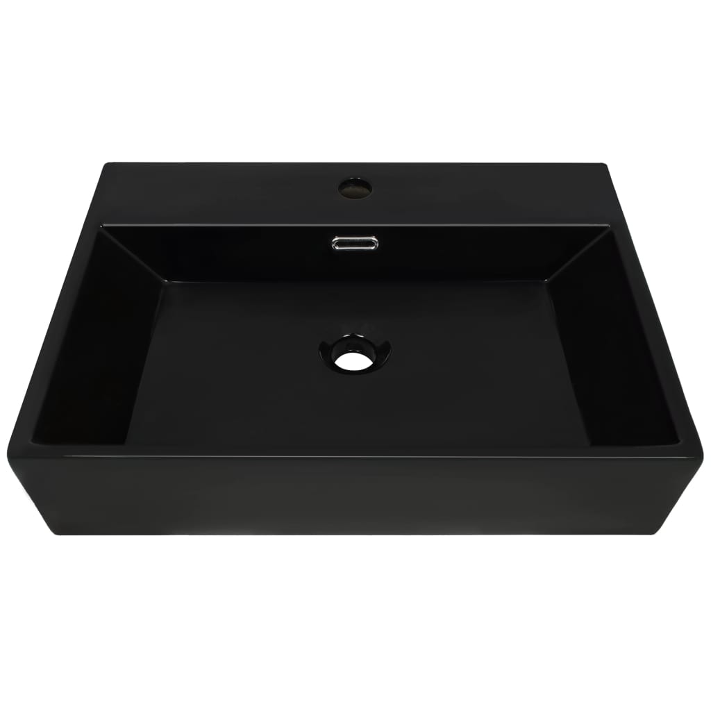 Waschbecken mit Hahnloch Keramik Schwarz 51,5 x 38,5 x 15 cm