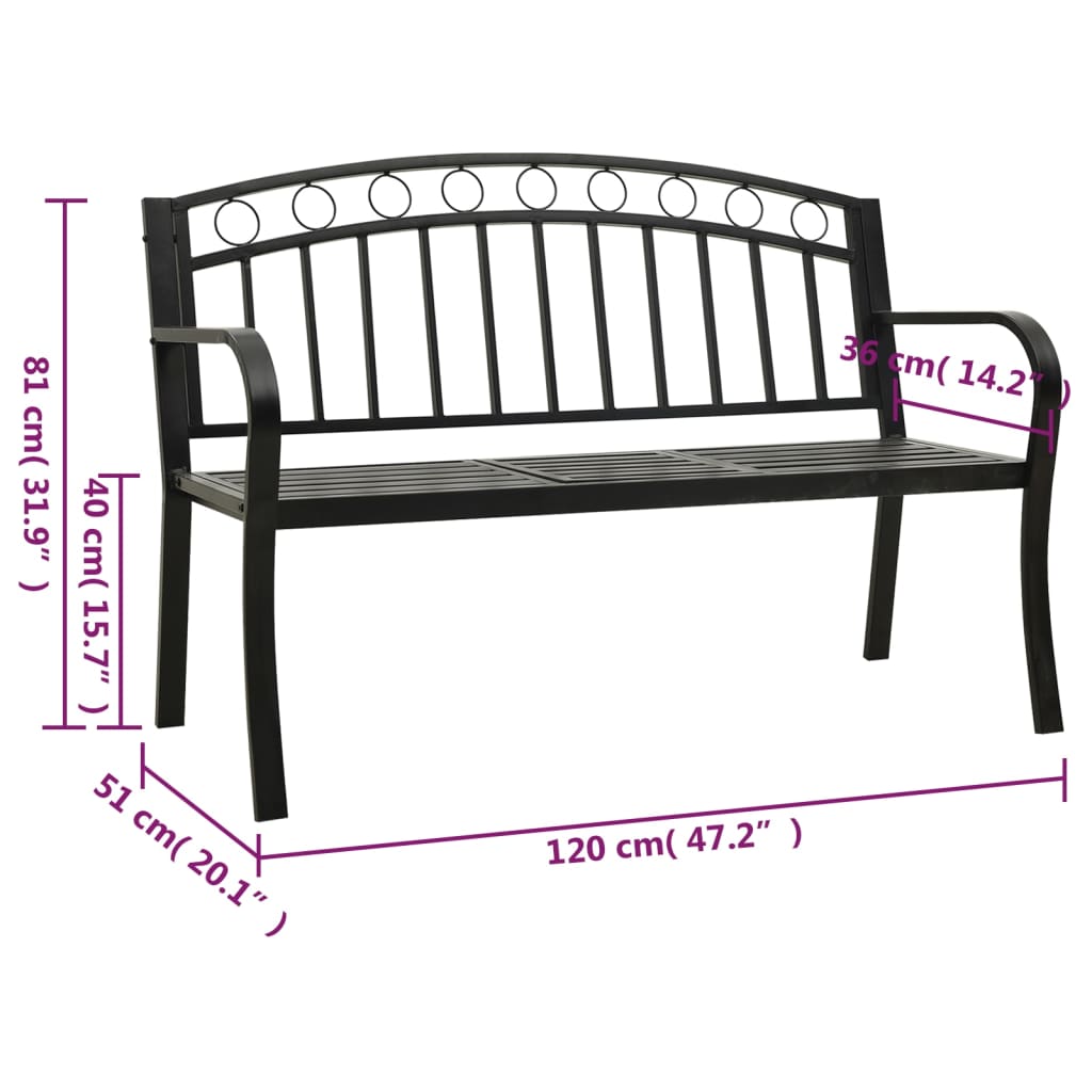 Gartenbank Grau 120 cm Stahl